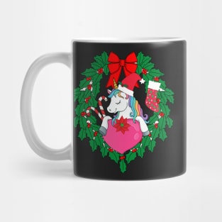 Unicorn Christmas Wreath Mug